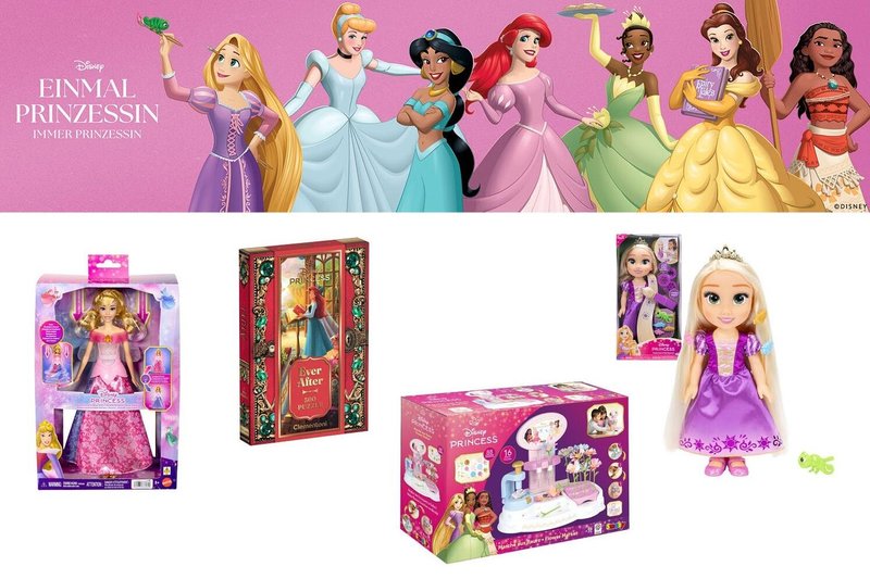 ein Set aus vier zauberhaften Produkte der Disney Prinzessinnen zur globalen Prinzessinnenwoche