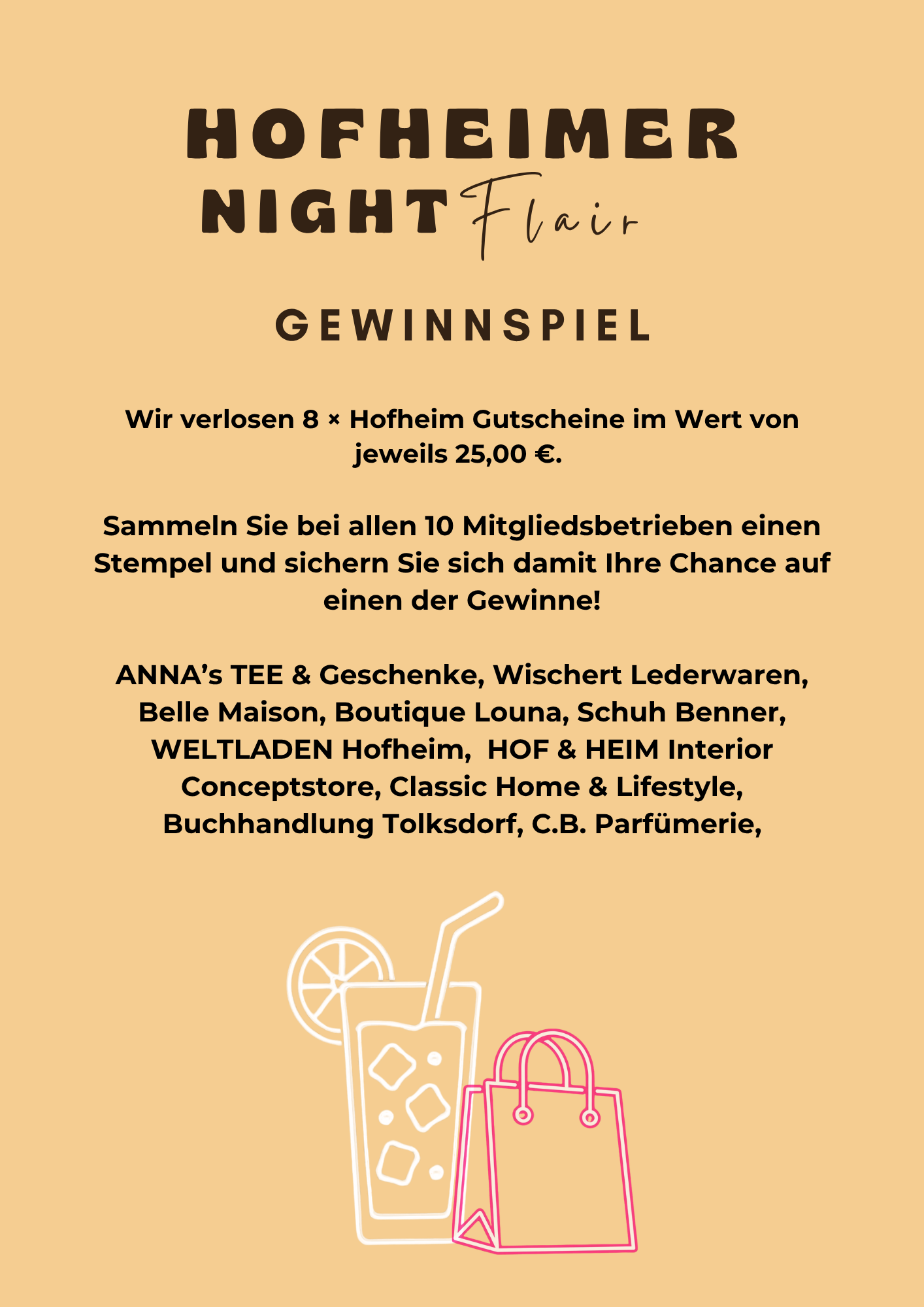 8 × Hofheim Gutscheine im Wert von jeweils 25,00 €