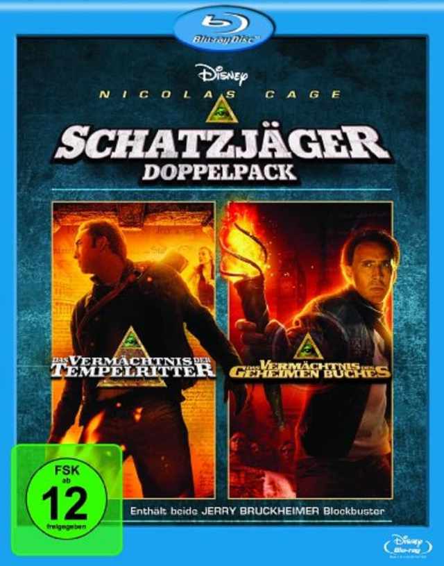 eine Blu-ray-Box mit den beiden Filmen „Das Vermächtnis der Tempelritter“ und „Das Vermächtnis des geheimen Buches“
