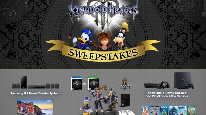 ein KINGDOM HEARTS 3 Gewinnspiel ausrichten! Vom 1. Oktober bis 31. Oktober können Fans teilnehmen, um ein fantastisches Unterhaltungspaket zu