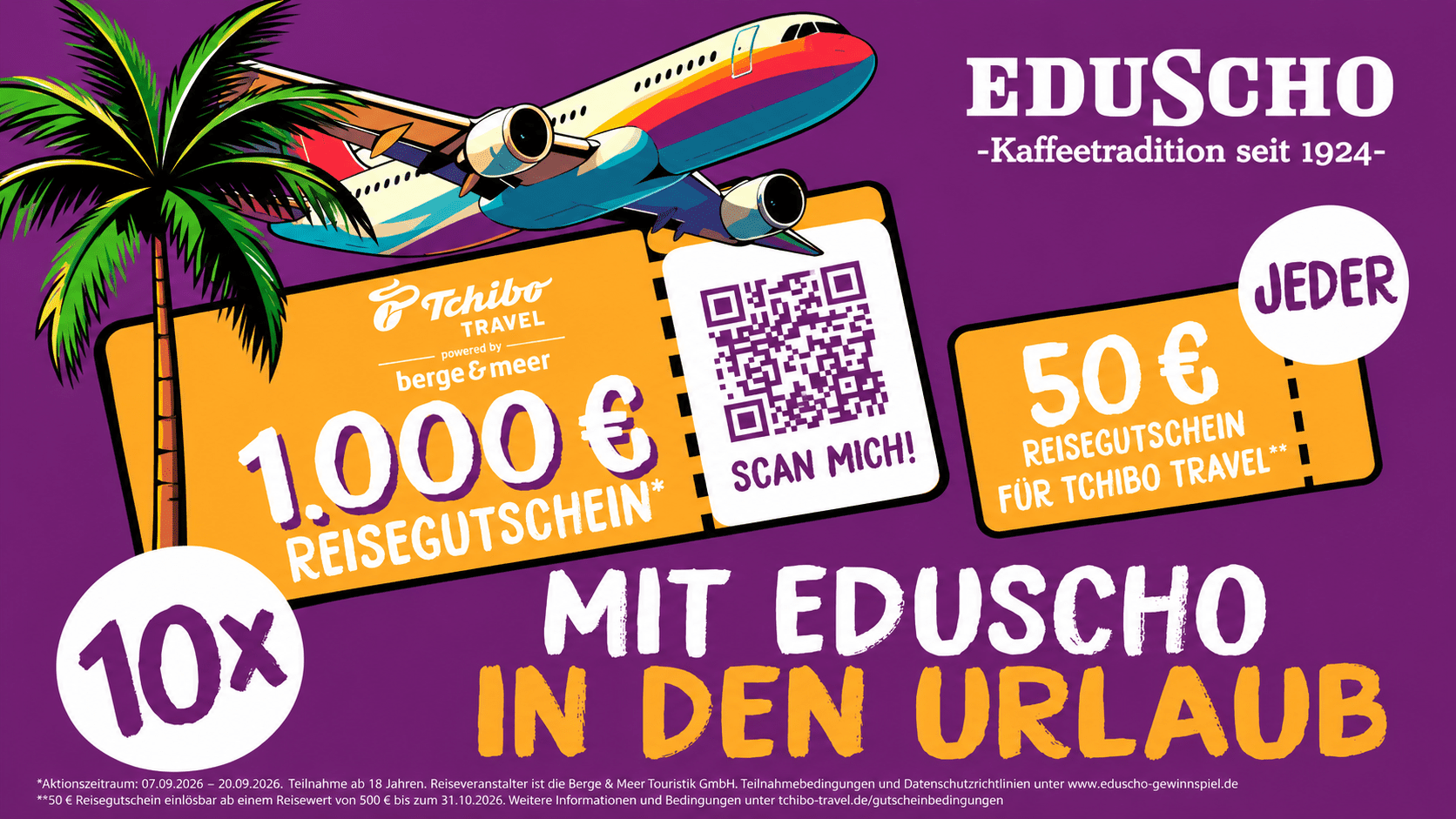 am Ende des Gewinnspiels 10 Reisegutscheine im Wert von 1000 €