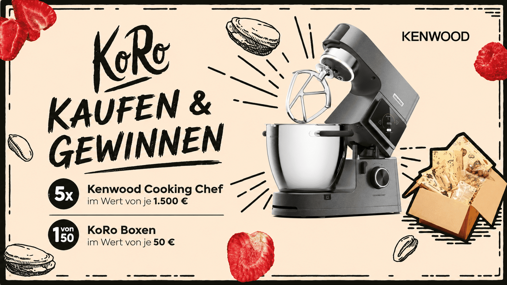 es 5 Kenwood Cooking Chef KCL96.004DG und 50 KoRo-Boxen im Wert von je 50 Euro
