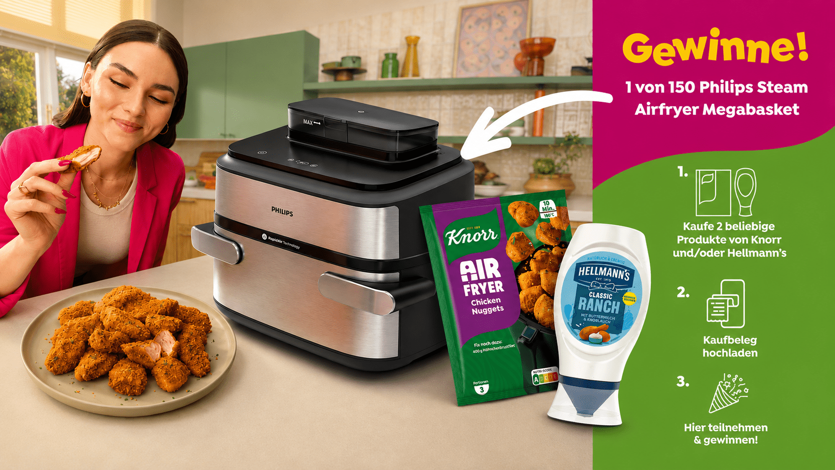 1 von 150 Philips Steam Airfryer Megabasket