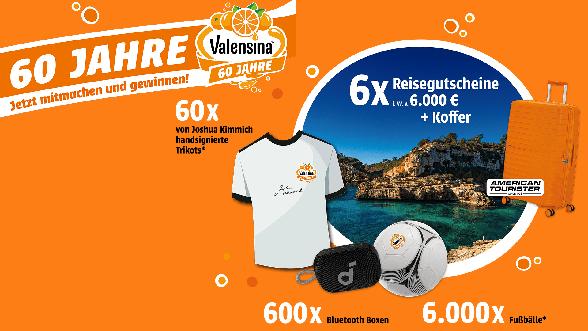 Reisegutscheine, Koffer, Trikots, Bluetooth-Boxen und Fußbälle