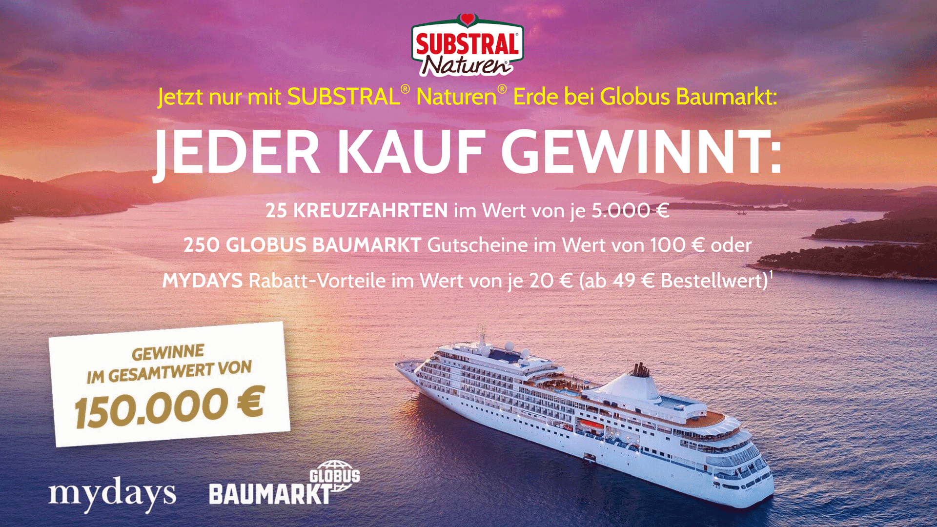 Kreuzfahrt-, Globus Baumarkt-Gutscheine oder mydays Erlebnis-Rabatte