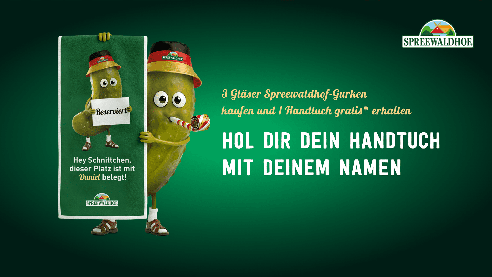 ein limitiertes Spreewaldhof „Gurki-Handtuch“ mit individuellem Namensaufdruck