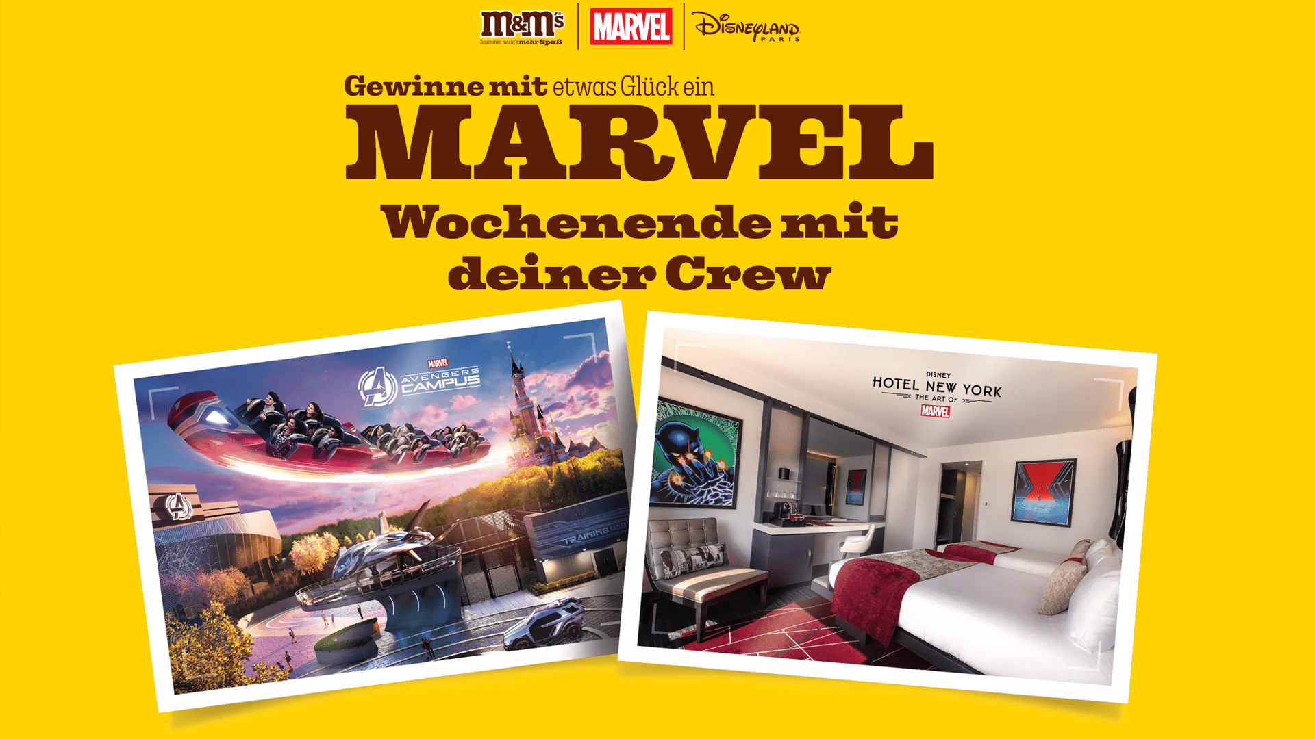 Ein MARVEL Wochenende für 4 Personen oder M&M'S Pakete