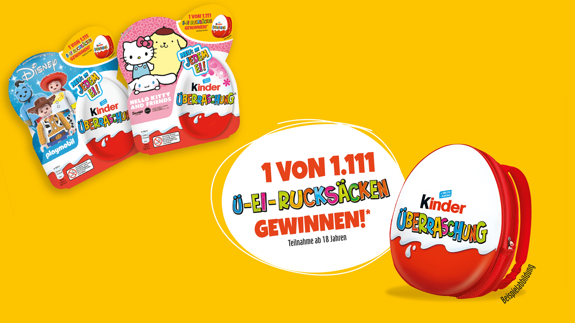 einen von insgesamt 1111 Rucksäcken von kinder Überraschung