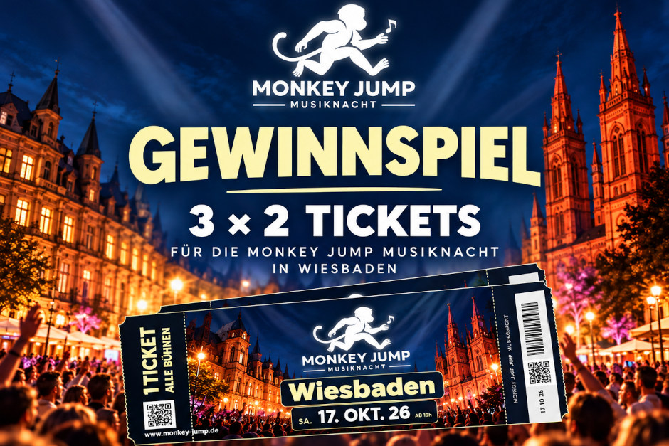 für unsere Community insgesamt drei Ticketpakete mit je zwei Eintrittskarten für die Monkey Jump Musiknacht am Samstag