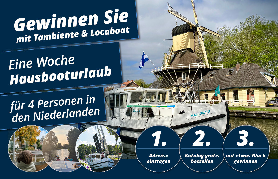 eine Woche Hausbooturlaub für 4 Personen in den Niederlanden