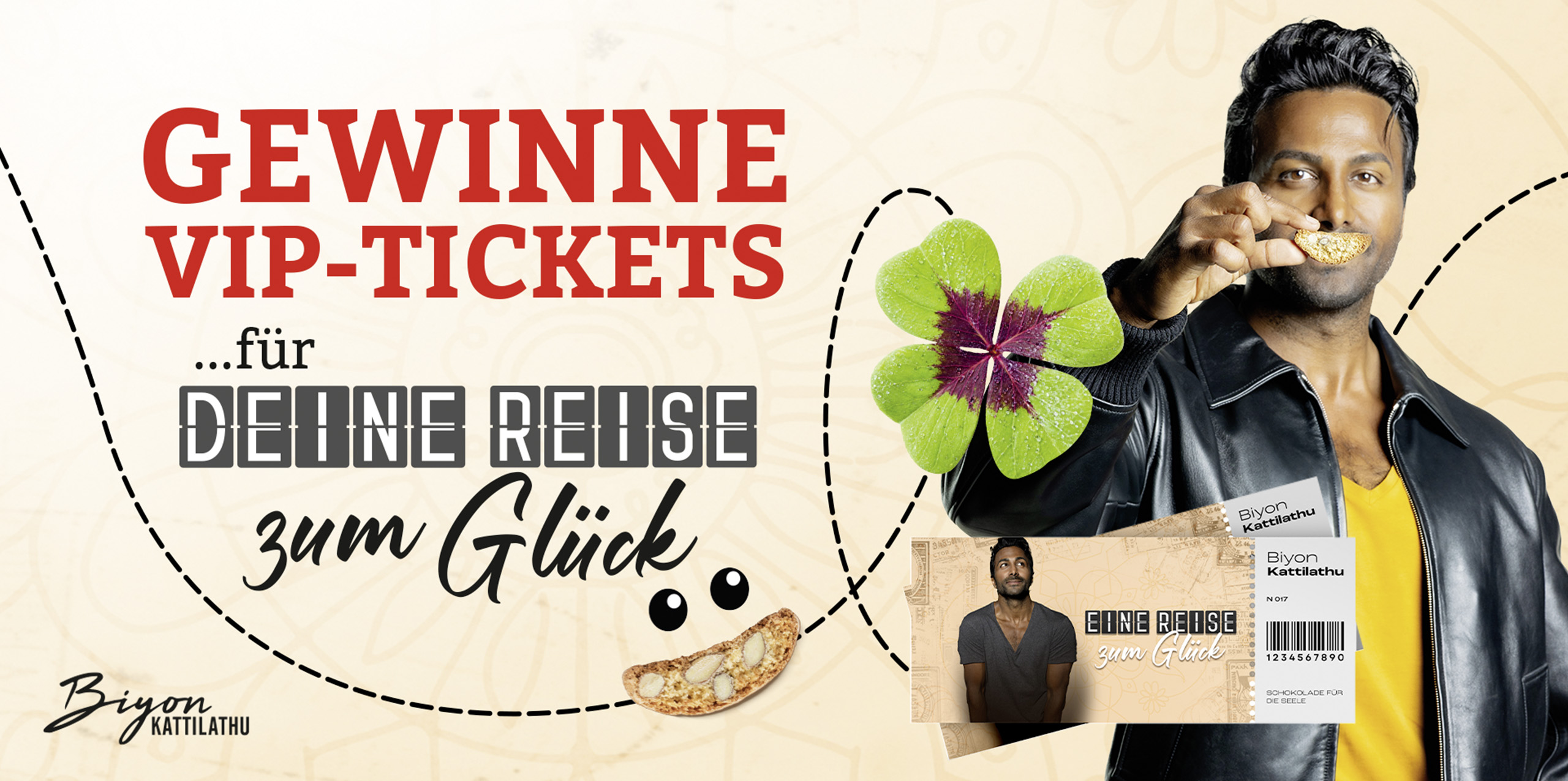 jeden Monat* 2 VIP-TICKETS zur LIVESHOW „EINE REISE ZUM GLÜCK“ mit Biyon KATTILATHU