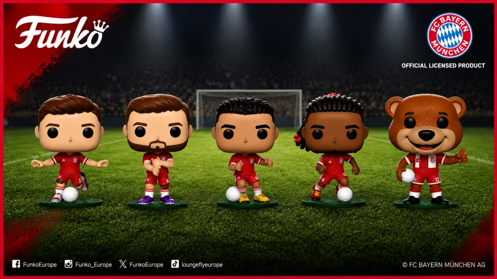 eines von sechs Sets, bestehend aus allen fünf FC Bayern München Funko POP