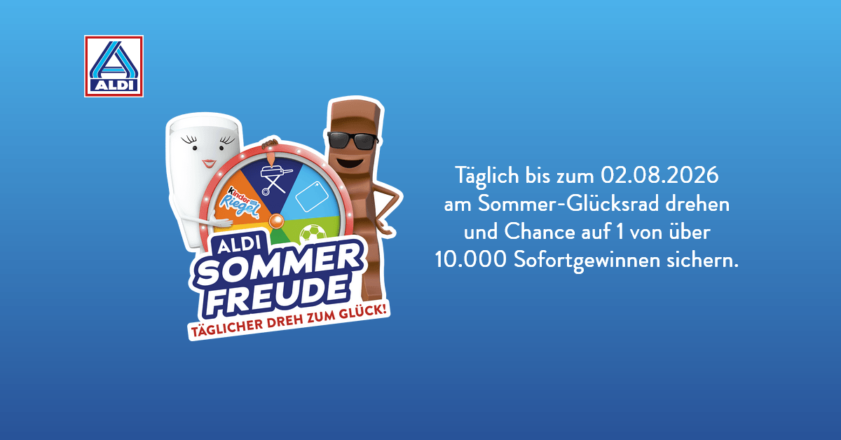 1 × BMW 4-er Cabriolet15x Weber Gasgrill Traveler10x Apple iPad Air 13"5 × E‑Bike20x Ninja Softeismaschine100x ALDI Nord Einkaufsgutschein500x Fußball10.000 × Erase‑it! Stifte‑Set