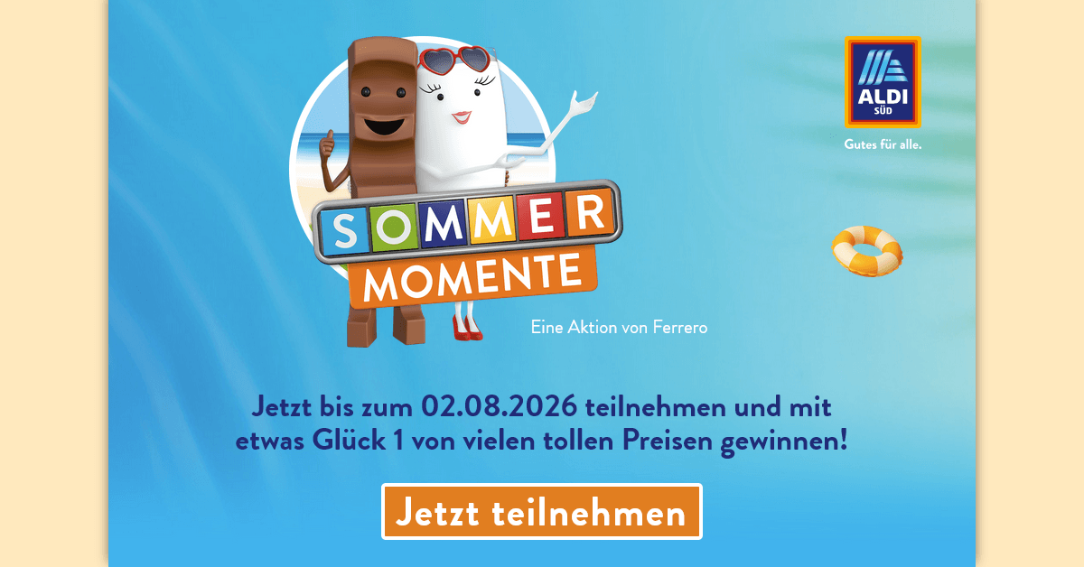 1 × MINI Aceman3x Greta Motorroller10x iPhone 17 Pro20x Kabinentrolley20x Smoothiemaker + ALDI Süd Einkaufsgutschein